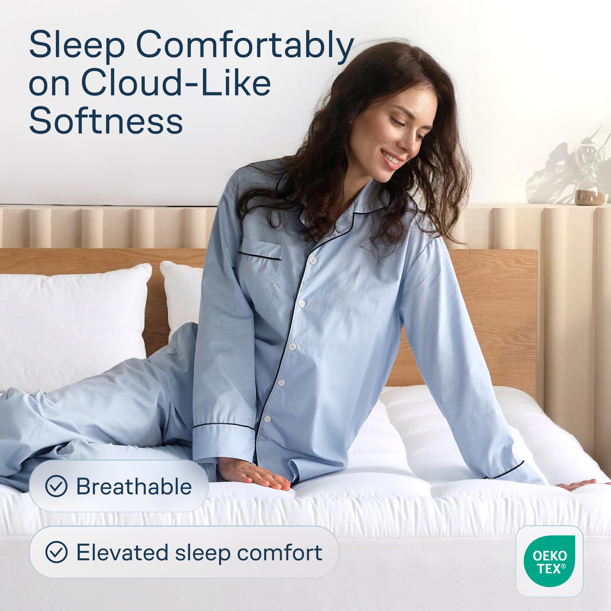 Condition photo showing New/Like New for niagara sleep solution cloud-like twin xl non-slip mattress topper - 100% cotton top mattress pad fo