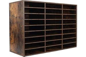 TQVAI Wood Adjustable Literature Organizer Desktop File Sorter Mail Center Paper Storage Cabinet Home & Office Mailbox School Classroom Keepers, 27 Slots Compartments, Archaize