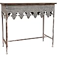 Creative Co-Op Metal Scalloped Edge Table with Zinc Finish and Wood Top