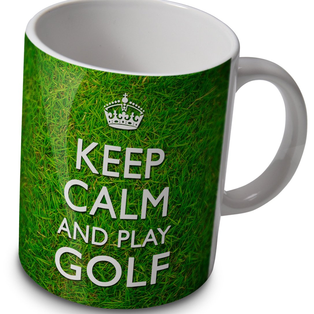 verytea Keep Calm and Play Golf - Mug Cup - Grassy Background