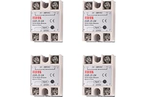 Coliao 4pcs Solid State Relay SSR-25DA DC to AC Input 3-32VDC to Output 24-380VAC 25A 250V Solid State Relay Module