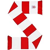 Euroscarves England Embroidered Knit Bar Scarf, Red and White, One Size