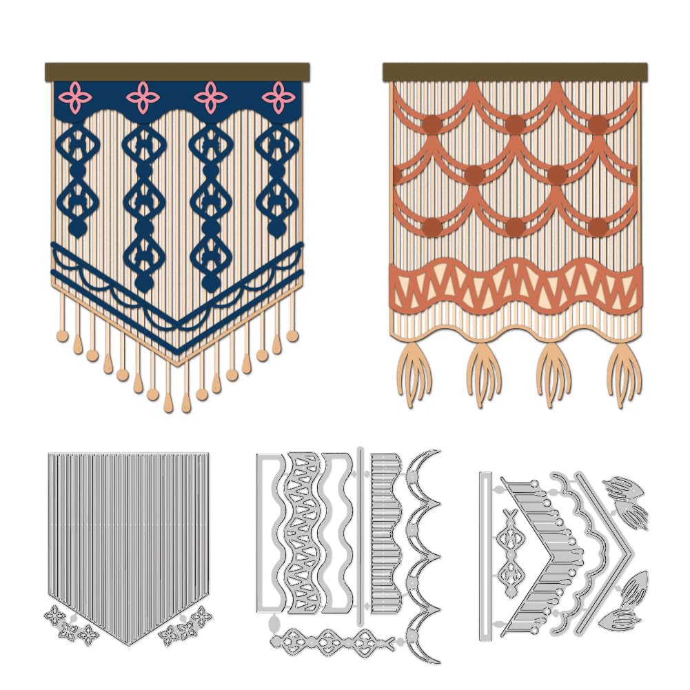 DELORIGIN Bohemian Style Tapestry Die Cuts for Card Making, Overlay Frame Carbon Steel Die Cuts Cutting Dies Frame Stencils Scrapbooking Embossing Template Dies for Greeting Card Embossing Invitation