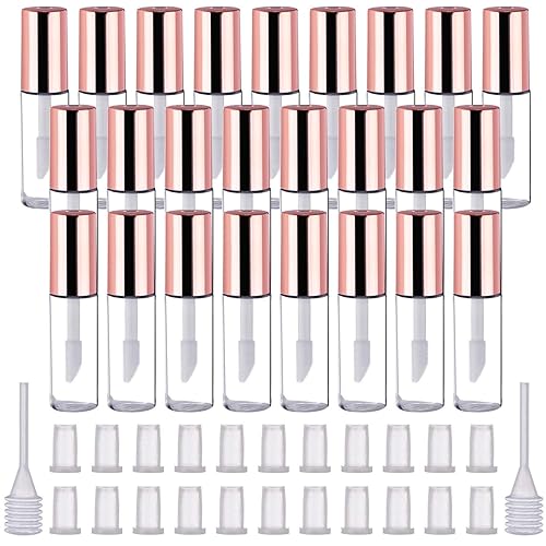 Pangda 25 Pack Empty Lip Gloss Tubes Containers, Clear Mini Refillable Lip Balm Bottles with