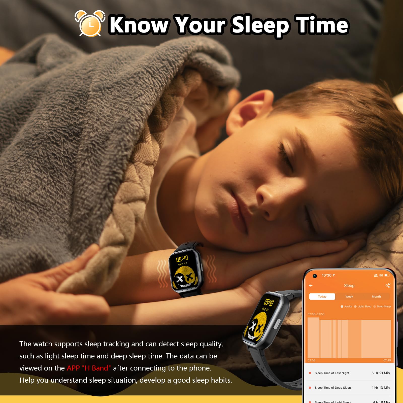 Smart Watch for Kids Teens, Fitness Tracker Boy Girls Watch with 19 Sport Modes, Pedometer, Sleep Monitor, Kids Watch Birthday Gifts Toy Gift for Girls Boys 6-16 (Black)