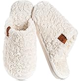 OOW Women's Fuzzy Slippers for Indoor,House Shoes with Memory Foam,Plush and Cute Slippers for Women