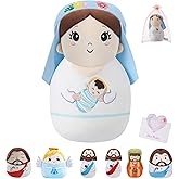 LeYoHa Mary Plush Nativity Scene Set - Gift for Women's Day Baby Plush Soft Jesus Stuffed Animal, Perfect Holiday Decor Christian Gift for Girl, 10 Inch