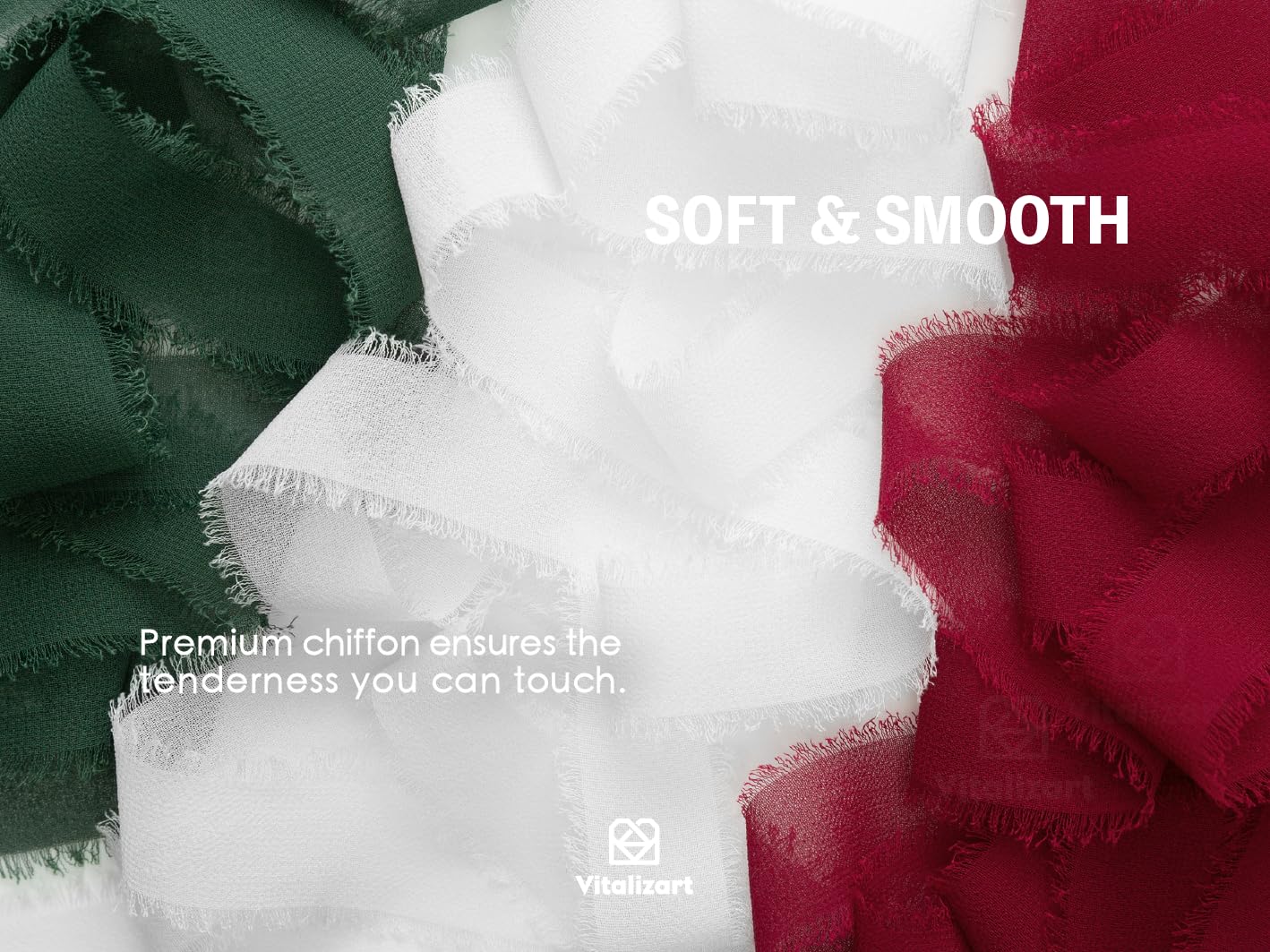 Vitalizart Christmas Ribbon Chiffon Silk Fringes 1