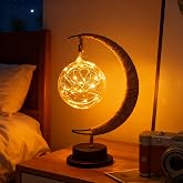 Taoushuleng Moon Table Night Light with Hanging Star Ramadan Decorative Lamp Battery Operated Suitable for Home Bedroom Shop Dining Holiday Party Eid Festival Decoration