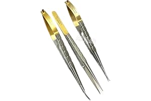 ARTLAB Professional German | Castroviejo Needle Holder Scissors Tying Forcep| Castroviejo Micro Scissors Needle Holder Straight Curved TC 6"| Dental Eye Instruments CE (Set of 3 SCISS STR+CVD+FORCEP)