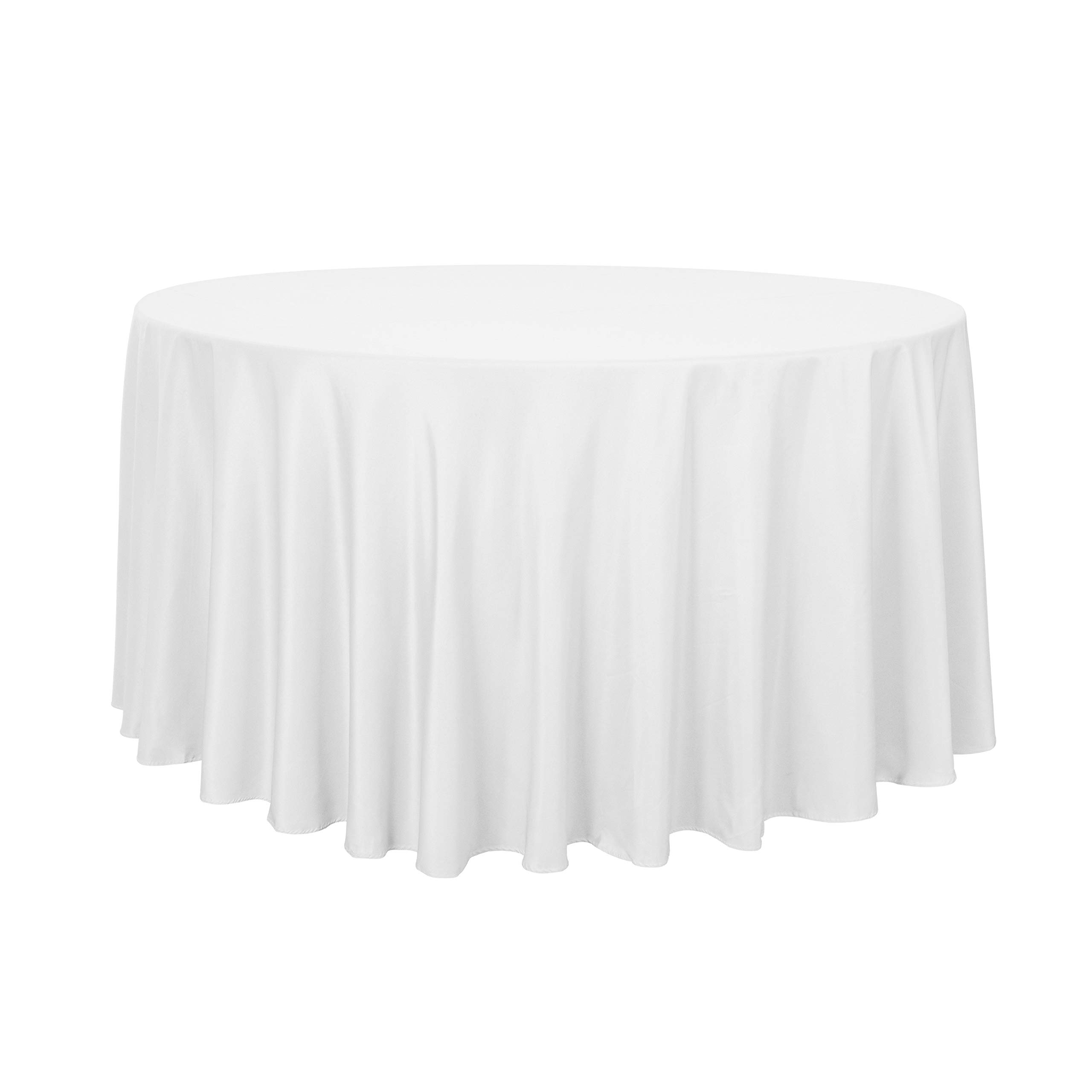 sancua Round Tablecloth - 108 Inch - Water Resistant Spill Proof Washable Polyester Table Cloth Decorative Fabric Table Cover for Dining Tables, Buffet Parties and Camping, White