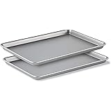 Calphalon Baking Sheets, Nonstick Baking Pans Set for Cookies and Cakes, 12 x 17 in, Set of 2, Silver