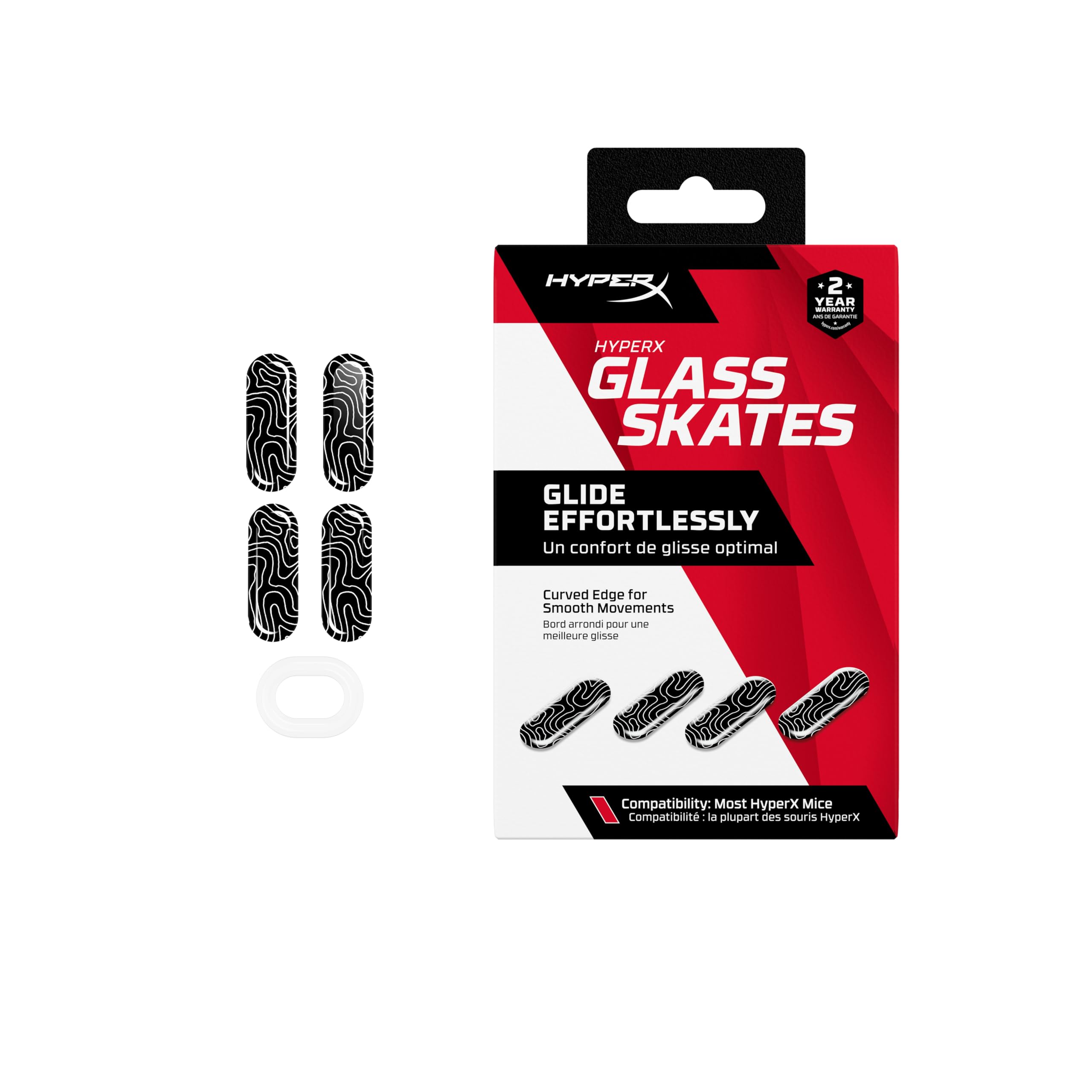 Photo 1 of HyperX Glass Skates, Premium Addon for Haste Series Mice – Premium Material, Low Friction, Upgrade, Adhesive Mount, Glass