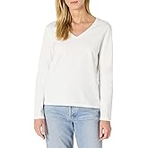 Amazon Essentials Women's 100% Cotton Regular-Fit Long-Sleeve V-Neck T-Shirt