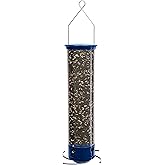 Droll Yankees Squirrel Proof Bird Feeders for Outdoors - Whipper, Collapsible Perches, 5-Pound Seed Capacity, Blue