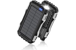 MREGB Power Bank Solar Charger,42800mAh Portable Charger,Solar Power Bank,External Battery Pack 5V3.1A Qc 3.0 Fast Charger Built-in Super Bright Flashlight (Light Black)