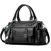 PORRASSO Retro Handbag Women Crossbody Bag Ladies Shoulder Bag with Pendant Satchel