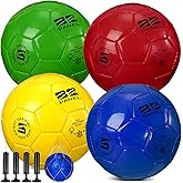 Shappy 4 Pcs Deflated Soccer Ball Bulk with Pump Mesh Bag Official Size 3 4 5 Back to School Indoor Outdoor Sport Training Practice Birthday Gifts for Child Adult