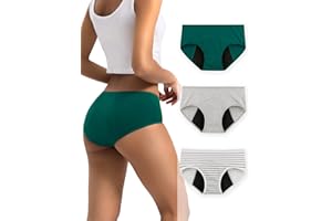 INNERSY Women's Cotton Period Underwear Heavy Flow Leakproof Panties Menstrual Hipster 3-Pack