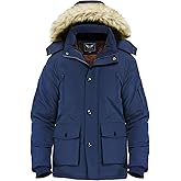 JYG Men's Winter Thicken Coat Warm Puffer Parka Jacket with Faux Fur Removable Hood