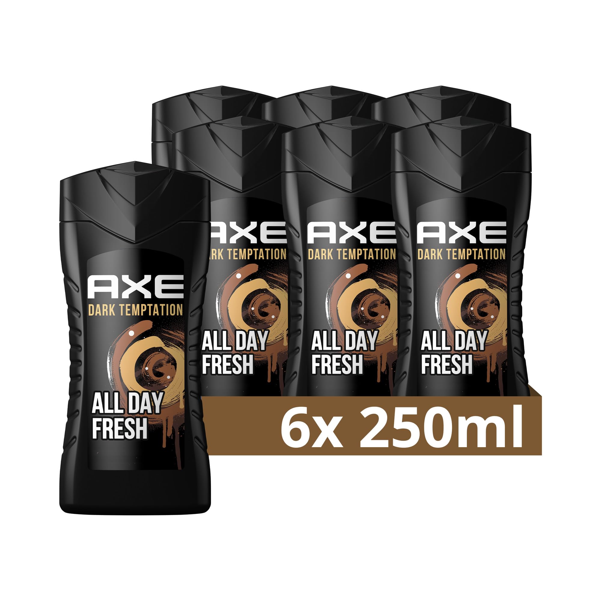 Axe Dark Temptation Shower Gel Dermatologically Tested Pack of 6 x 250 ml