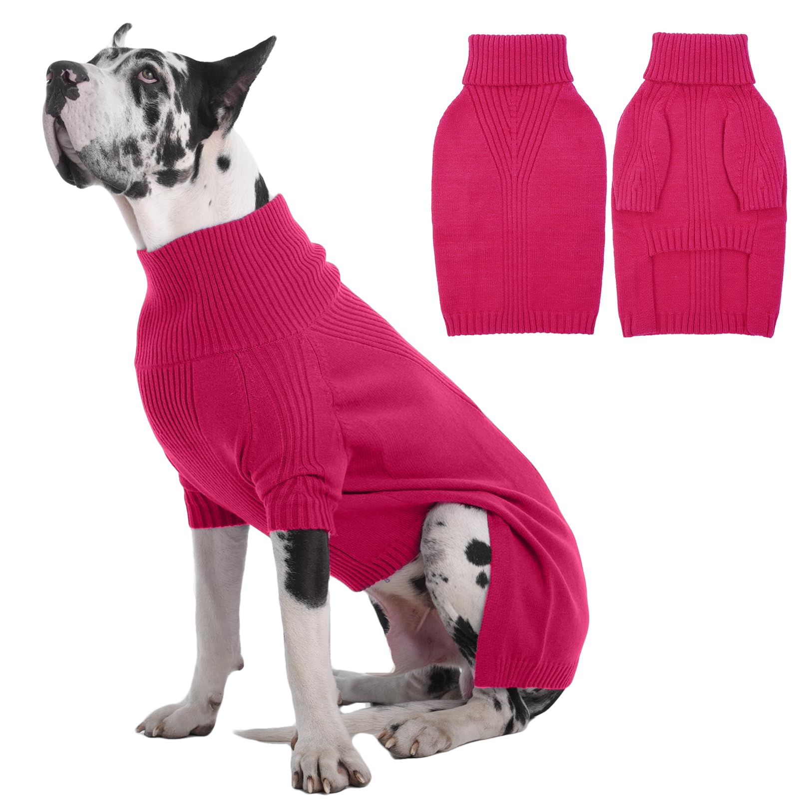 IECOii Extra Large Dog Jumper - Warm Turtleneck Sweater for Great Dane, Winter Clothes for Christmas & New Year