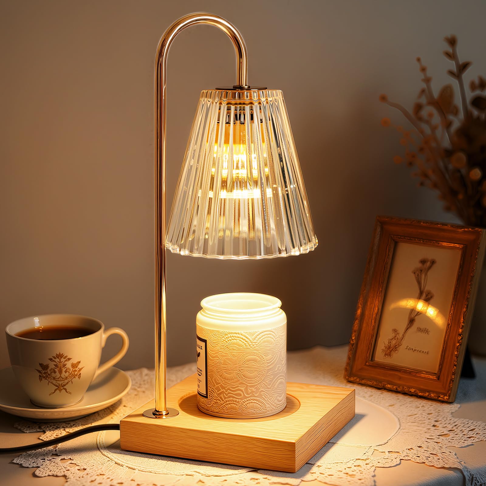 Photo 1 of Marycele Candle Warmer Lamp with Timer Dimmer, Birthday Gifts for Mom Women Friend Sister, House Warming Gifts, Vintage Clear Wax Melt Warmer, Fall Decorations Office Apartment Dorm Room Home Decor