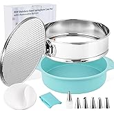 Spmarkt 10-inch Stainless Steel Springform Pan with Silicone Protector, Removable Bottom, Parchment Paper, Decorating Kit Piping Bags and Tips- Great for Birthday Parties