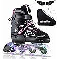 Wheelive Adjustable Inline Skates for Kids and Adults, Roller Skates Performance Skates with Light Up Wheels Ideal for Youth Boys and Girls, Men and Women