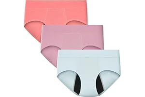 INNERSY Teen Girls' Heavy Flow Period Underwear Cotton Soft Leakproof Panties 3-Pack