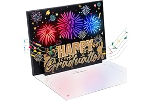 Alaiyaky Graduation Card 3D Pop-up Music Lights 2024 Graduation Cards with Fireworks Graduation Celebration Gifts for High School College,University Master's