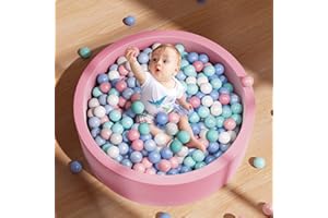 SUPFOO Foam Ball Pit with 200 Ball Pit Balls,Comfort and Safety of Baby Ball Pit 35.4"x11.8"x1.96",Bpa Free Plastic Ball Pit Balls,kids Activity Center,gifts for Children (Pink,Includ Ball)