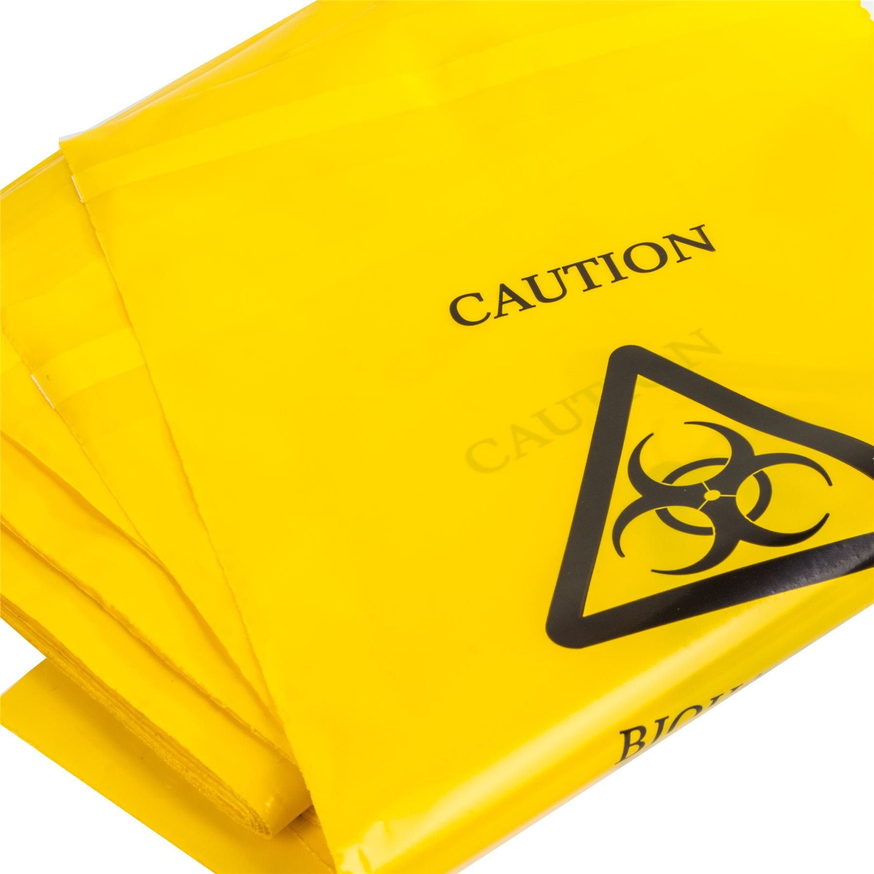 White Hinge 50x Yellow Biohazard Bags - 35cm x 20cm - Self Seal Clinical Sick/Vomit Disposal