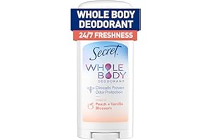 Secret Whole Body Deodorant Stick for Women, Naturally Derived Ingredients, Peach & Vanilla Scent, Aluminum Free Deodorant Stick, 72 HR Odor Protection, 2.4 oz
