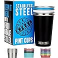 Real Deal Steel Party Pints: 16 oz Pint Cups, Stackable Tumblers, Eco Friendly Premium Metal Drinking Glasses
