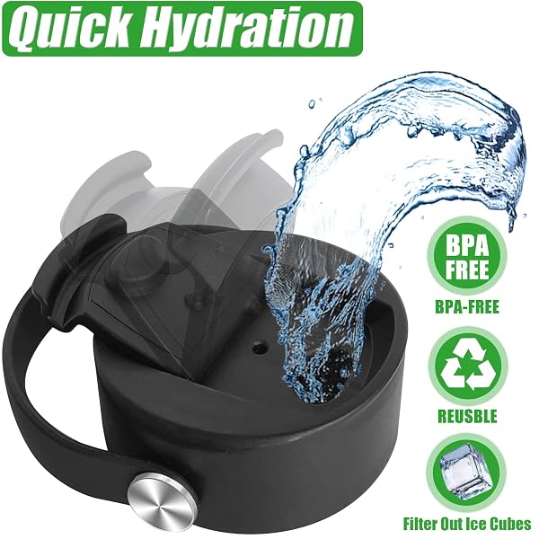 FLIP COFFEE LIDS FOR HYDRO FLASK WIDE MOUTH BOTTLE – 12 16 18 20 32 40 64 OZ, FLEXIBLE HANDLE FOR HYDROFLASK LID REPLACEMENT