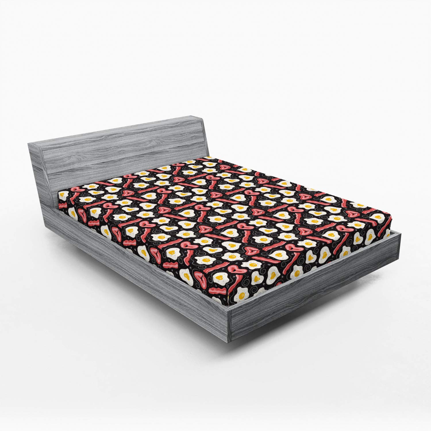 Ambesonne Bacon 2 Pack Fitted Sheet, Yummy Protein