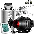 VIVOSUN 4 Inch 190 CFM Inline Fan with Speed Controller, 4 Inch Carbon Filter and 8 Feet of Ducting, Temperature Humidity Monitor for Grow Tent Ventilation
