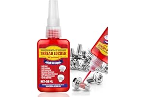 GNEOCO Thread Lock Red 1.69 Fl oz/50 ml, Threadlocker High Strength, Thread Locker for Nuts, Bolts, Fasteners and Metals, Anaerobic Curing Screw Glue to Prevent Loosening (Red (Permanent))