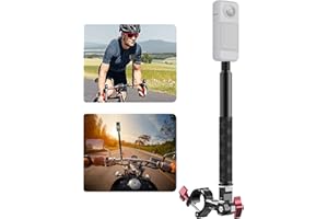 KOQEIEY Motorcycle Bike Selfie Stick Handlebar Mount for Insta360,Motorcycle Clamp Mount Selfie Stick for Insta360 X4 X3 X2 X ONE RS R,GoPro,Perfect for Cycling Videos,Third-Person Bike Handlebar Mount Camera