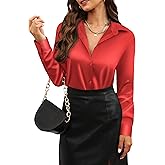 CUNLIN Womens Soft Satin Silk Leopard Button Down Shirts for Women Silky Long Sleeve Work Shirt Dress Blouses Tops