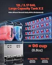 VEVOR Commercial Slushy Machine, 12Lx2 Double Tank