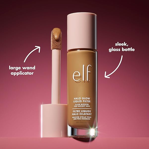 E.L.F. HALO GLOW LIQUID FILTER, COMPLEXION BOOSTER FOR A GLOWING, SOFT-FOCUS LOOK, INFUSED WITH HYALURONIC ACID, VEGAN & CRUELTY-FREE, 5 MEDIUM/TAN