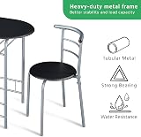 Yaheetech 3 Piece Dining Table & Chairs Set Compact Kitchen Balcony Black view 6