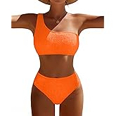 Pfreesea Bikini Sets for Women High Waisted 2 Piece Bestselling Swimsuit Ribbed One Shoulder Tummy Control Bathing Suit 2025