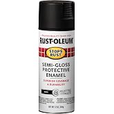 Rust-Oleum Stops Rust Spray Paint, Semi-Gloss Black | Rust Resistant, Indoor and Outdoor, Beautiful Finish on Metal, Wood and More, Sprays from Any Angle, 12 oz