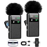 Kairiyard Wireless Mini Microphone for iPhone iPad Android Phone, Noise Reduction, 25H Battery Charging Case, Plug and Play Magnetic Clip on Lavalier Mics for Video Recording Podcast Vlogging