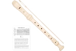 YONTY Soprano Recorder 8-Hole Instrument for Kids Beginners, German Style C Key Kids Flute with Cleaning Rod & Case Bag for School Education Home Entertainment - Beige