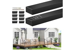 Gyykzz 12FT Stainless Steel T304 Black Handrail, 2 Pack Rectangular Cuttable Handrail Flat Top Rail 2-3/8"x1-3/16 with Nylon End Caps for Indoor Outdoor Deck Stair Cable Railing System DIY Balustrade