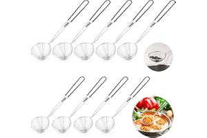 9 Pieces Stainless Steel Spider Strainer Spoon Small Wire Skimmer Colander with Handle for Hot Pot, Tortellini and Meatball